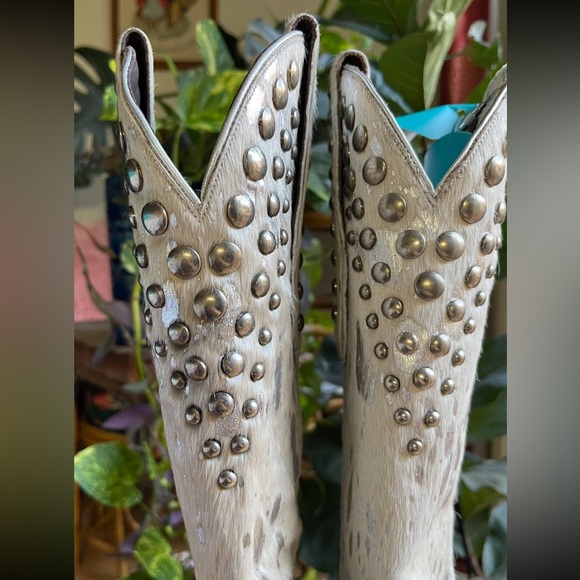 LANE White “Silver Charo” Wild Hair Bridal Western Wedding Boots GORGEOUS Sz 7.5 - Picture 3 of 14